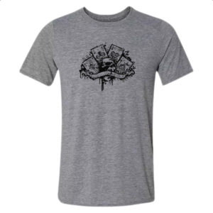 Camiseta Cinza Quadra de ases caveira