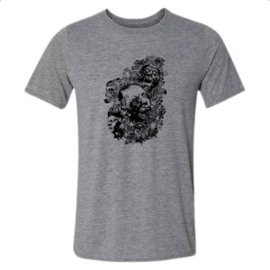 Camiseta Cinza Zumbis psicodelico arte