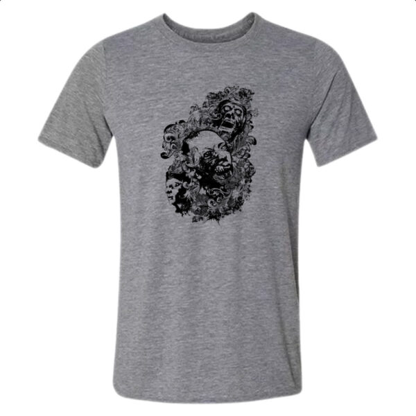 Camiseta Cinza Zumbis psicodelico arte