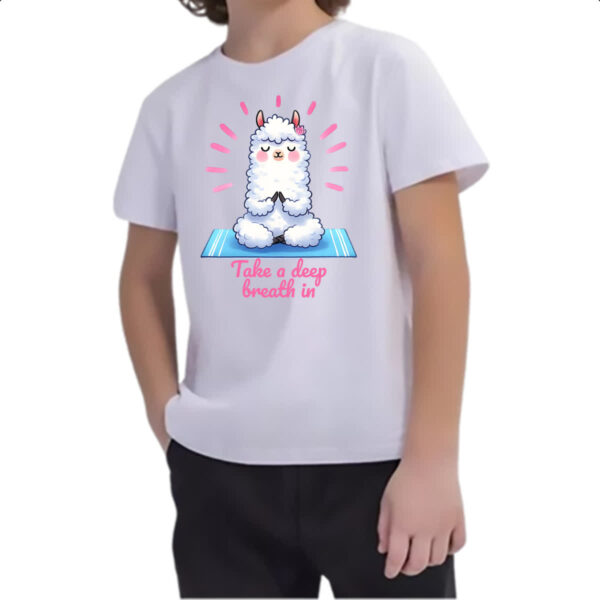 Camiseta Infanto Juvenil Lhama Take a deep breath - Imagem 2