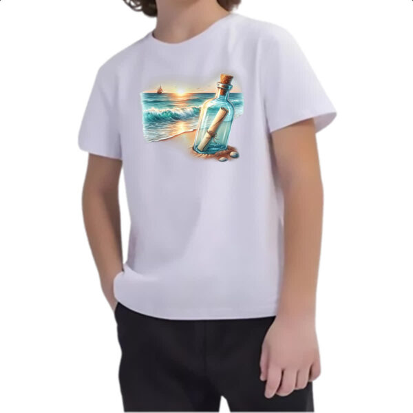 Camiseta Infanto Juvenil Mensagem na garrada travel art - Imagem 2