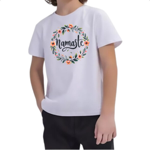 Camiseta Infanto Juvenil Namaste Coroa de Flores - Imagem 2