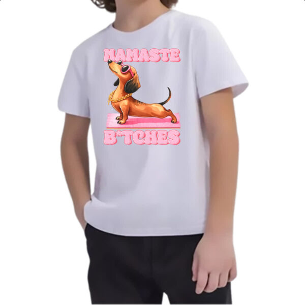 Camiseta Infanto Juvenil Namaste Dachshund - Imagem 2