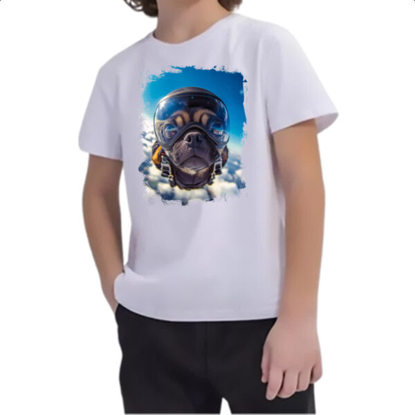 Camiseta Infanto Juvenil Pug paraquedista - Imagem 2