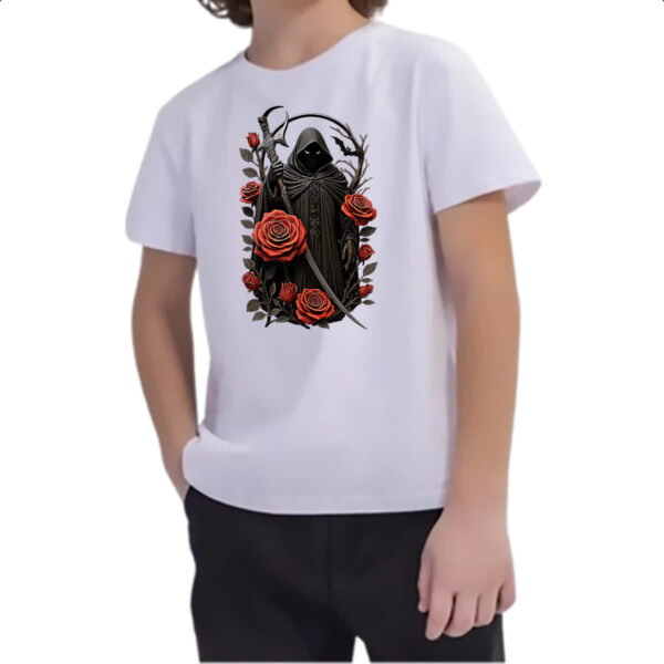 Camiseta Infanto Juvenil Morte entre rosas - Imagem 2