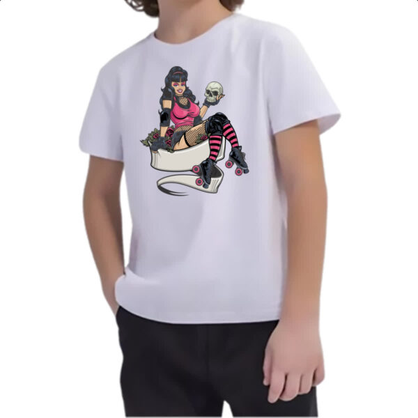 Camiseta Infanto Juvenil Patinadora com cranio - Imagem 2