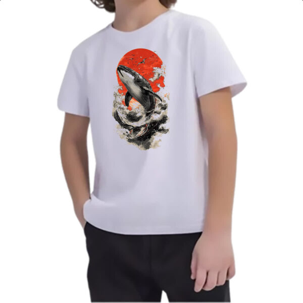 Camiseta Infanto Juvenil Baleia sunset japan - Imagem 2