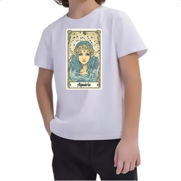 Camiseta Infanto Juvenil Carta Taro Signo Aquario - Imagem 2