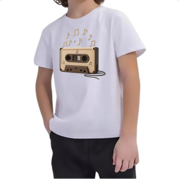 Camiseta Infanto Juvenil Retro Fita K7 notas musicais - Imagem 2