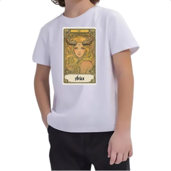 Camiseta Infanto Juvenil Carta Taro Signo Aries - Imagem 2