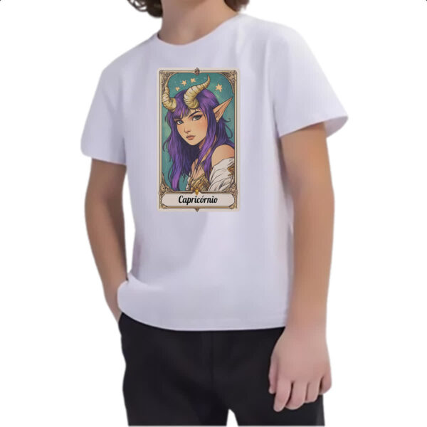 Camiseta Infanto Juvenil Carta Taro Signo Capricornio - Imagem 2