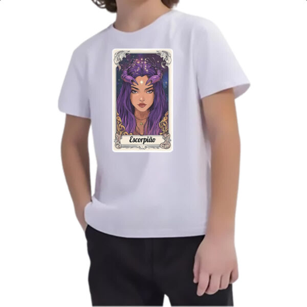 Camiseta Infanto Juvenil Carta Taro Signo Escorpiao - Imagem 2