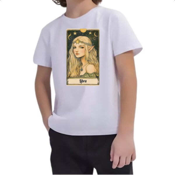Camiseta Infanto Juvenil Carta Taro Signo Libra - Imagem 2