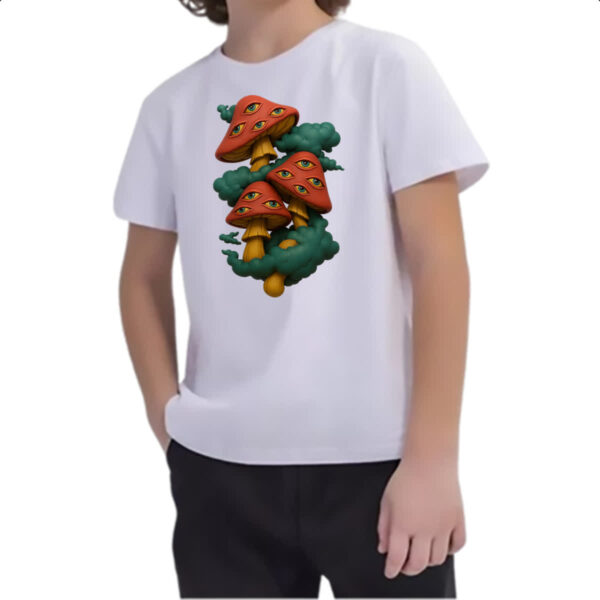 Camiseta Infanto Juvenil Cogumelos Off-White - Imagem 2