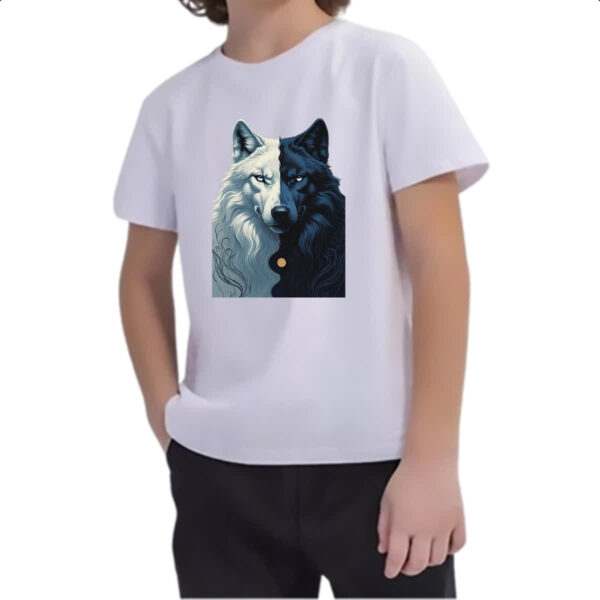 Camiseta Infanto Juvenil Lobo Yin-yang - Imagem 2
