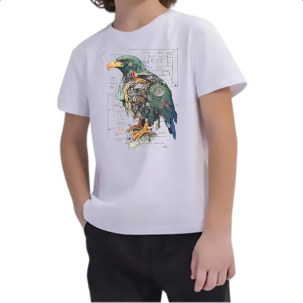 Camiseta Infanto Juvenil Aguia Mecanica Interna Cyberpunk - Imagem 2