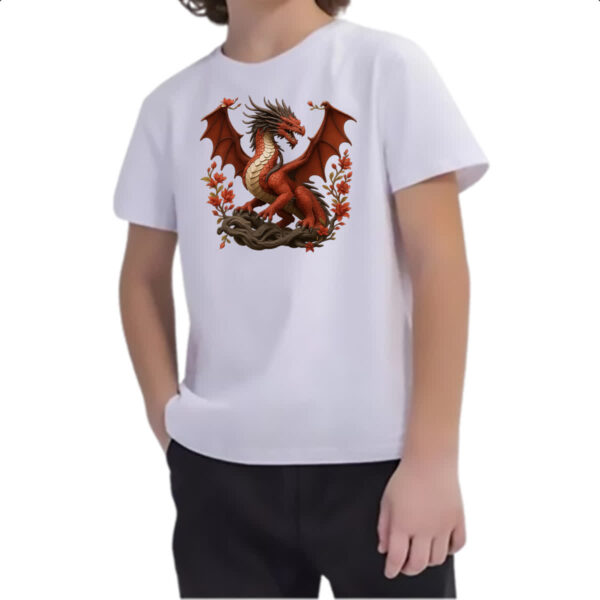 Camiseta Infanto Juvenil Dragao vermelho japones - Imagem 2