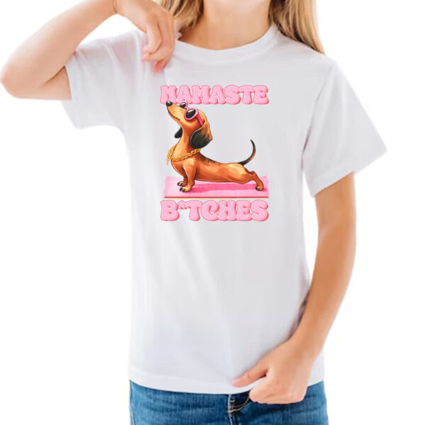 Camiseta Infanto Juvenil Namaste Dachshund - Imagem 3