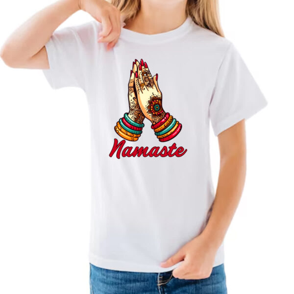 Camiseta Infanto Juvenil Namaste Girl Hands - Imagem 3
