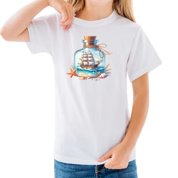 Camiseta Infanto Juvenil Navio na garrafa travel art - Imagem 3