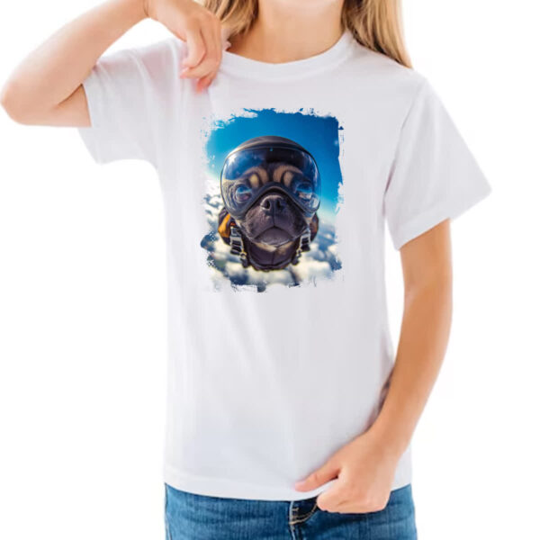 Camiseta Infanto Juvenil Pug paraquedista - Imagem 3