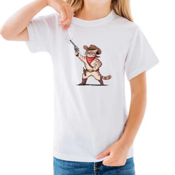 Camiseta Infanto Juvenil Gato Cowboy - Imagem 3