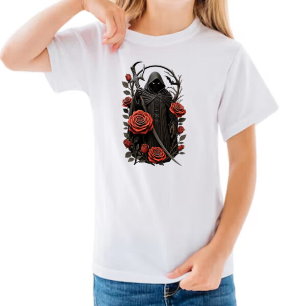 Camiseta Infanto Juvenil Morte entre rosas - Imagem 3
