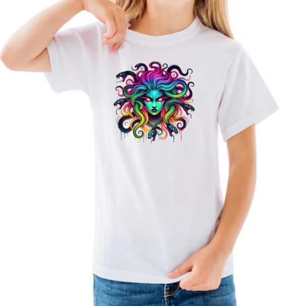 Camiseta Infanto Juvenil Medusa Neon Art - Imagem 3