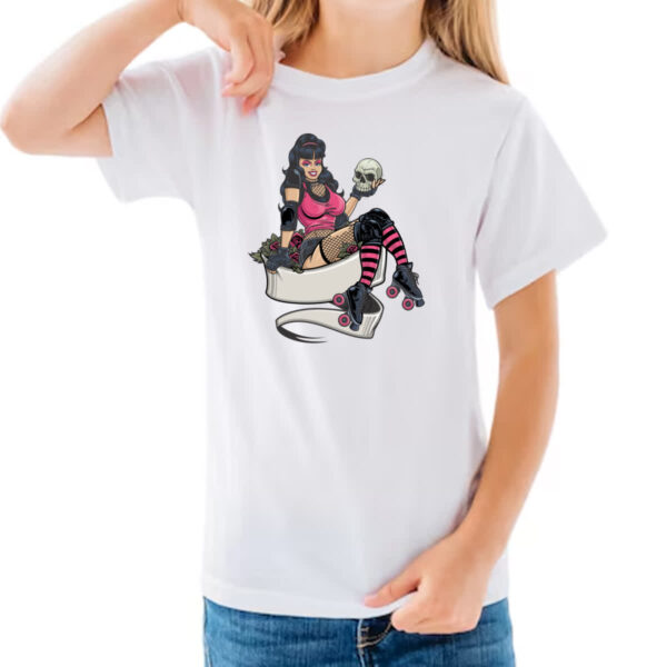 Camiseta Infanto Juvenil Patinadora com cranio - Imagem 3