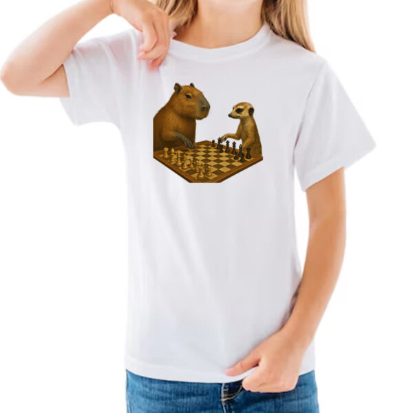 Camiseta Infanto Juvenil Xadrez Capivara vs Suricato - Imagem 3
