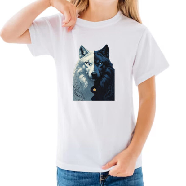 Camiseta Infanto Juvenil Lobo Yin-yang - Imagem 3