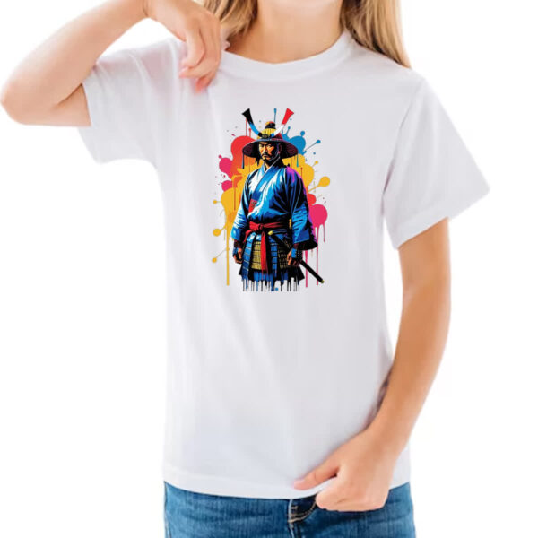 Camiseta Infanto Juvenil Samurai color style art - Imagem 3