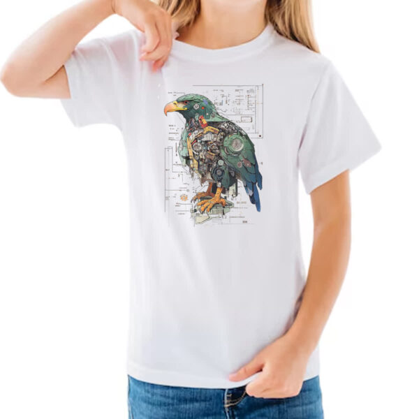 Camiseta Infanto Juvenil Aguia Mecanica Interna Cyberpunk - Imagem 3