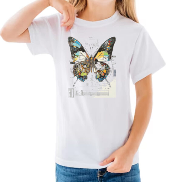 Camiseta Infanto Juvenil Borboleta Mecanica Interna Cyberpunk - Imagem 3