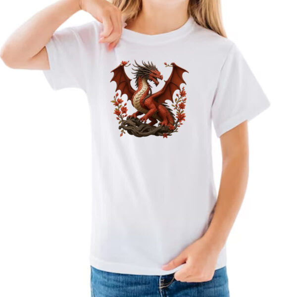 Camiseta Infanto Juvenil Dragao vermelho japones - Imagem 3