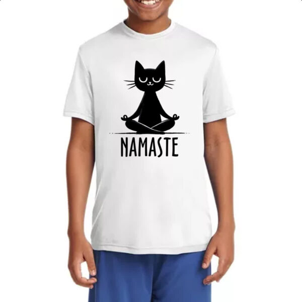 Camiseta Infanto Juvenil Namaste Gato Preto - Imagem 4