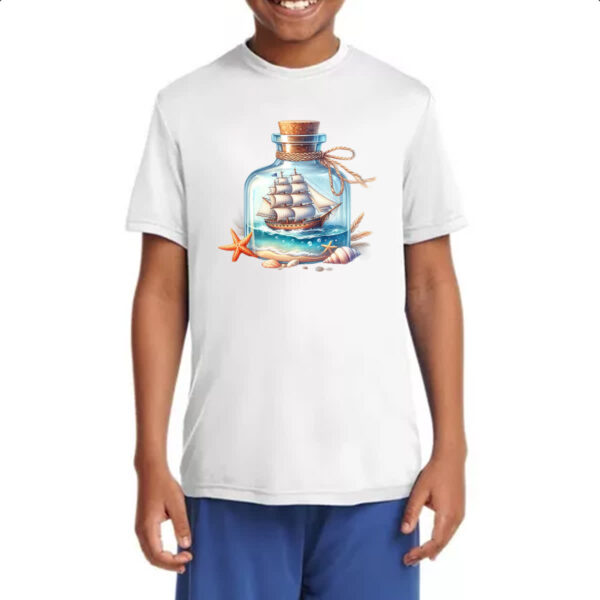 Camiseta Infanto Juvenil Navio na garrafa travel art - Imagem 4