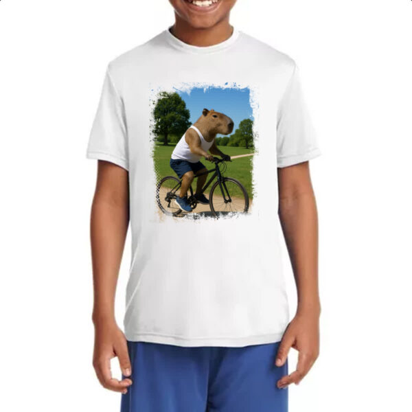Camiseta Infanto Juvenil Capivara de bicicleta - Imagem 4