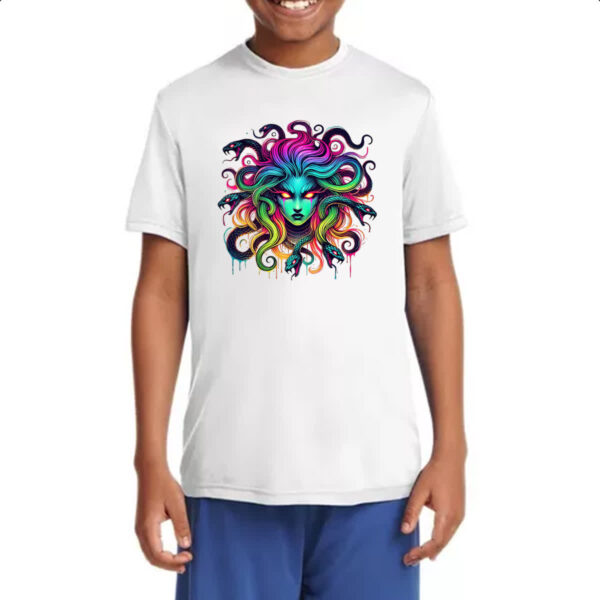 Camiseta Infanto Juvenil Medusa Neon Art - Imagem 4