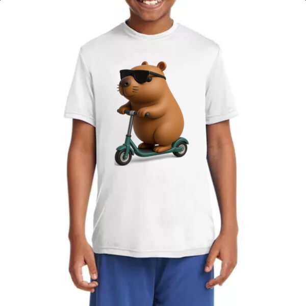 Camiseta Infanto Juvenil Capivara no patinete 3D - Imagem 4