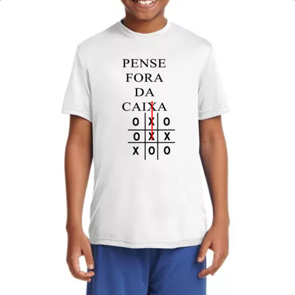 Camiseta Infanto Juvenil Pense fora da caixa jogo da velha - Imagem 4