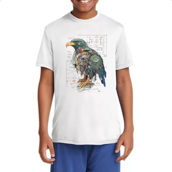 Camiseta Infanto Juvenil Aguia Mecanica Interna Cyberpunk - Imagem 4