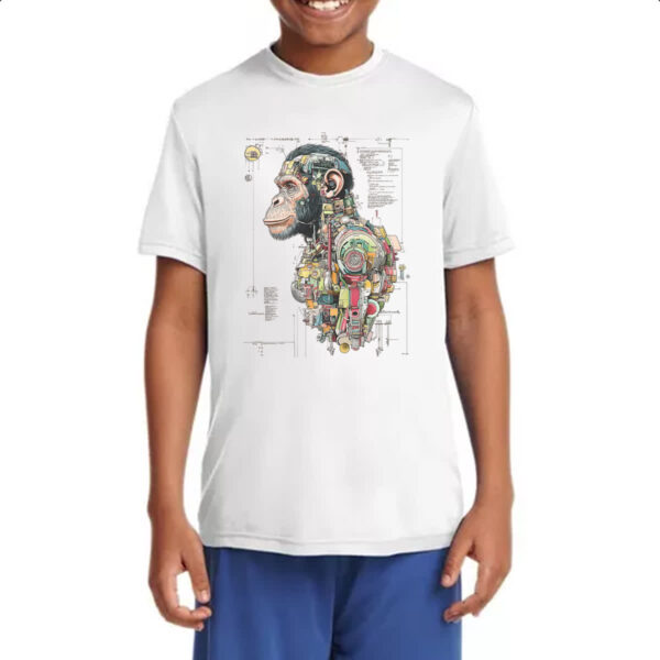 Camiseta Infanto Juvenil Chimpanze Mecanica Interna Cyberpunk - Imagem 4