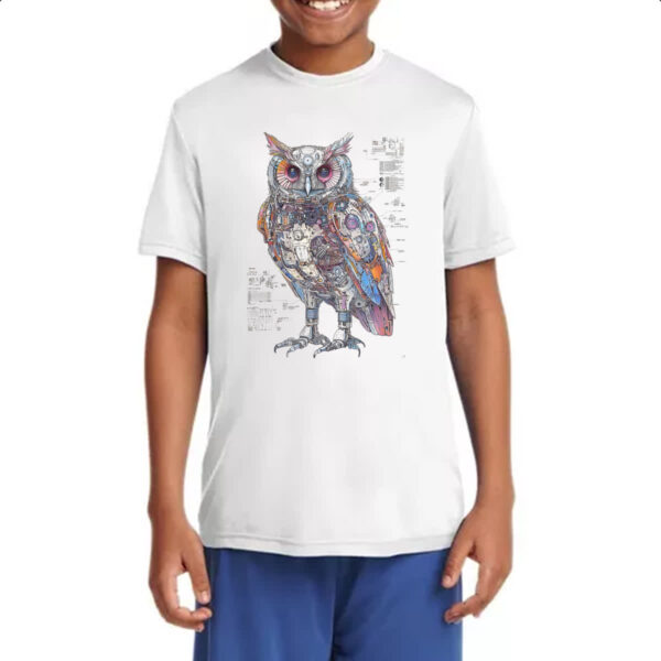 Camiseta Infanto Juvenil Coruja Mecanica Interna Cyberpunk - Imagem 4