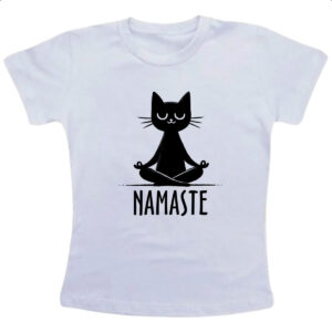 Camiseta Infanto Juvenil Namaste Gato Preto