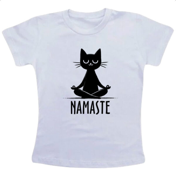Camiseta Infanto Juvenil Namaste Gato Preto