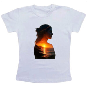 Camiseta Infanto Juvenil Silhueta mulher sunset