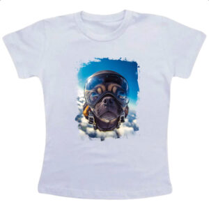 Camiseta Infanto Juvenil Pug paraquedista