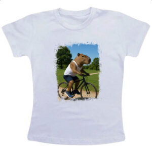 Camiseta Infanto Juvenil Capivara de bicicleta