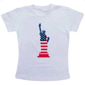 Camiseta Infanto Juvenil Estatua Liberdade Silhueta Bandeira EUA